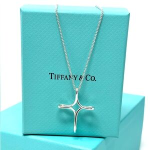 Authentic Tiffany & co . Elsa Peretti Large Infinity Cross Pendant Neckl…
